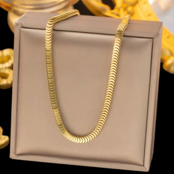 Jewelry Gifts Jewelry - 18K Gold Plated Stainless Steel Herringbone Necklace